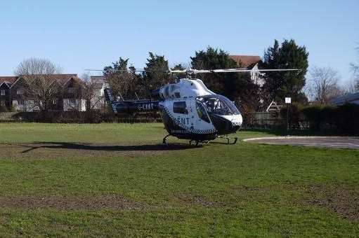 The air ambulance landed in Kingsmead Field