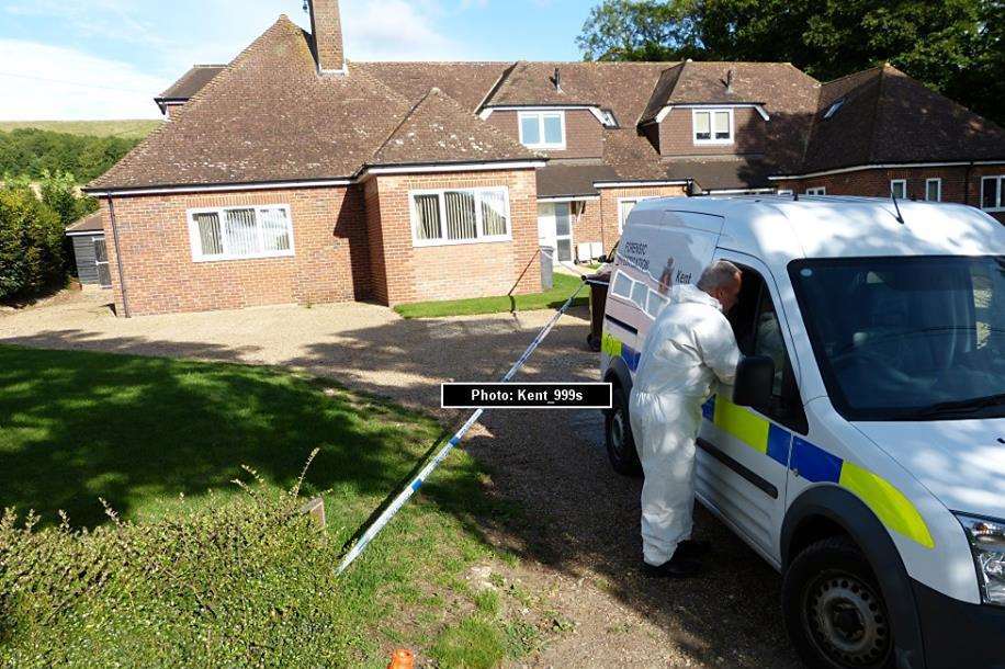 Forensic teams were at a house in Wye after the stabbing. Pic: @Kent999s