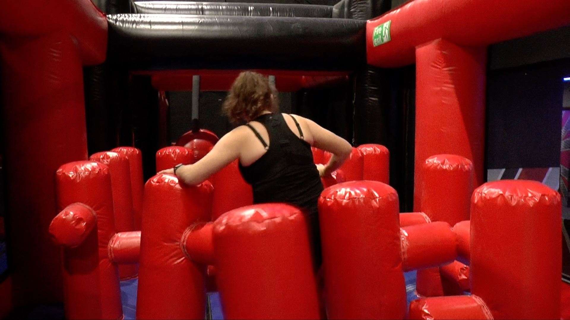 Megan struggled with the inflatables