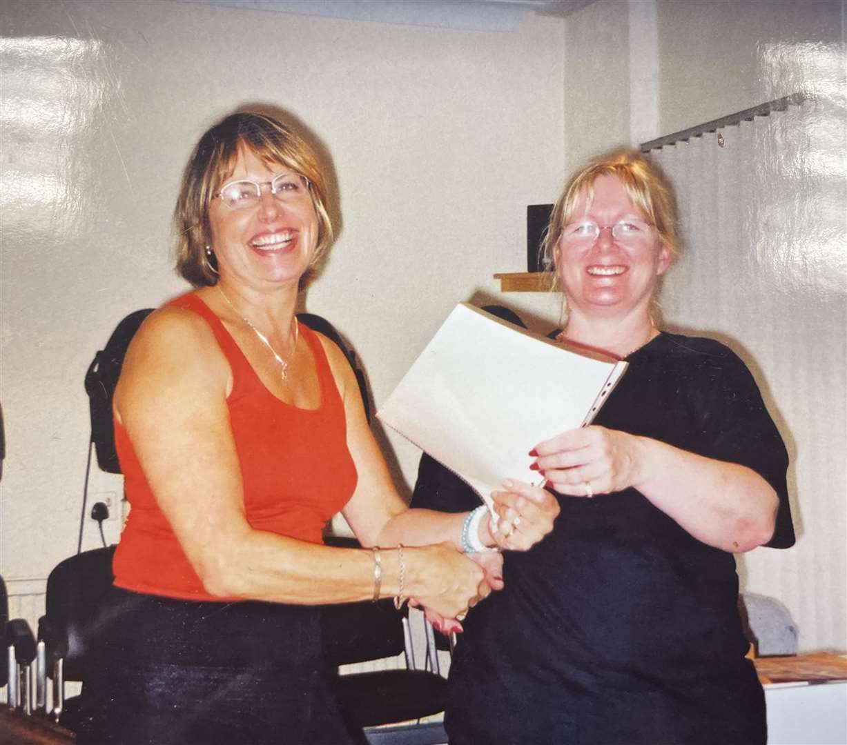 Irene (right) being handed her Level 3 qualification. Picture: Irene Cater
