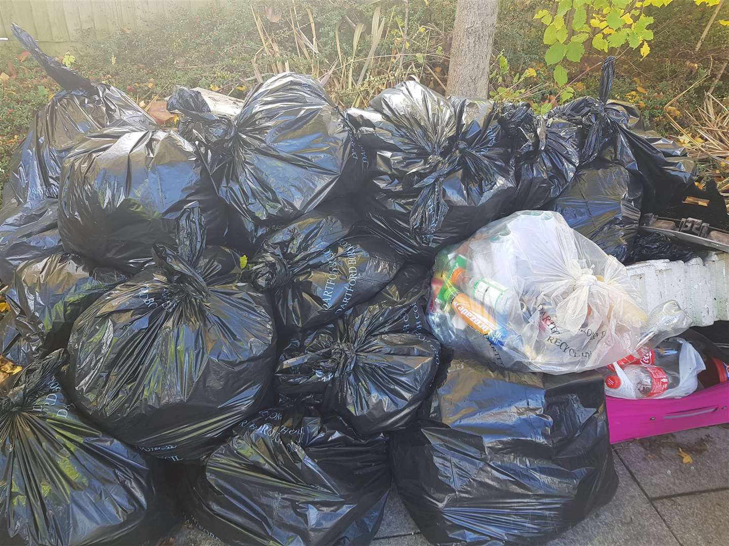 Bags of rubbish collected by the group while out patrolling the streets of Dartford. (20904056)