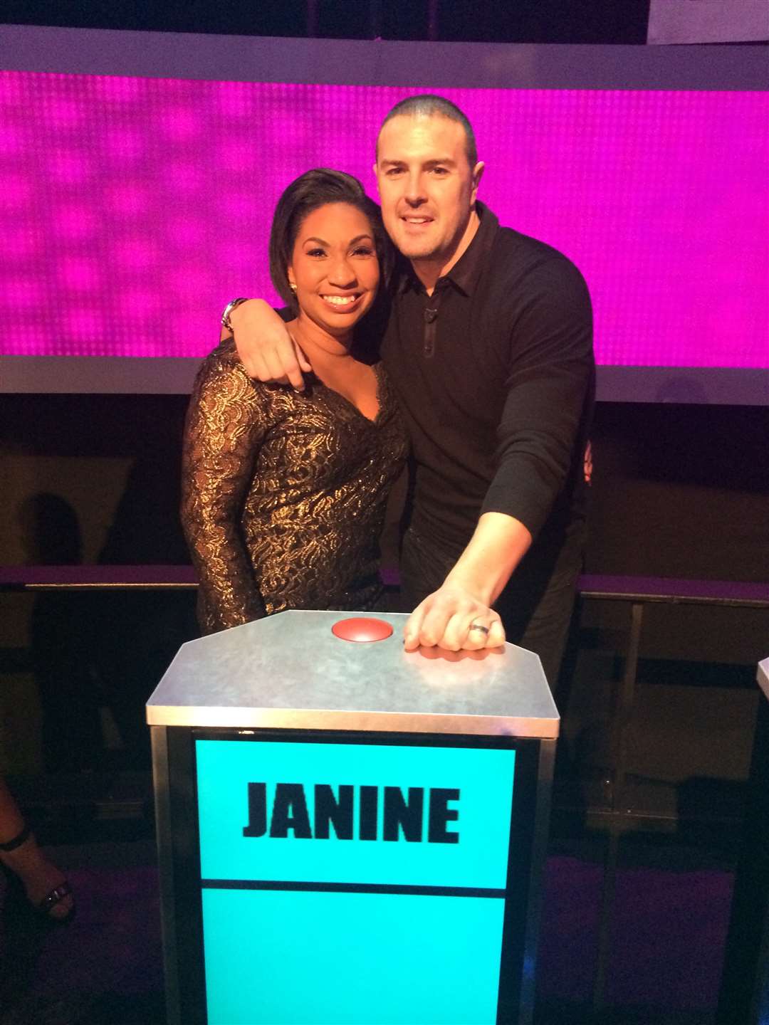 Janine Mars on Take Me Out with presenter Paddy McGuinness.