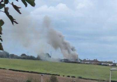 Garage fire spotted from a distance in Vidgeons Avenue, Hoo. Picture: Cherry Evans