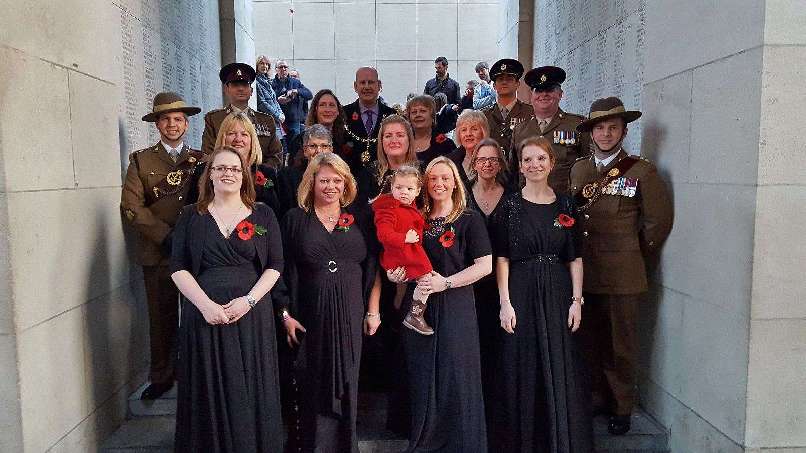 The Mayor with Gurkha officers and members of the Military Wives Choir