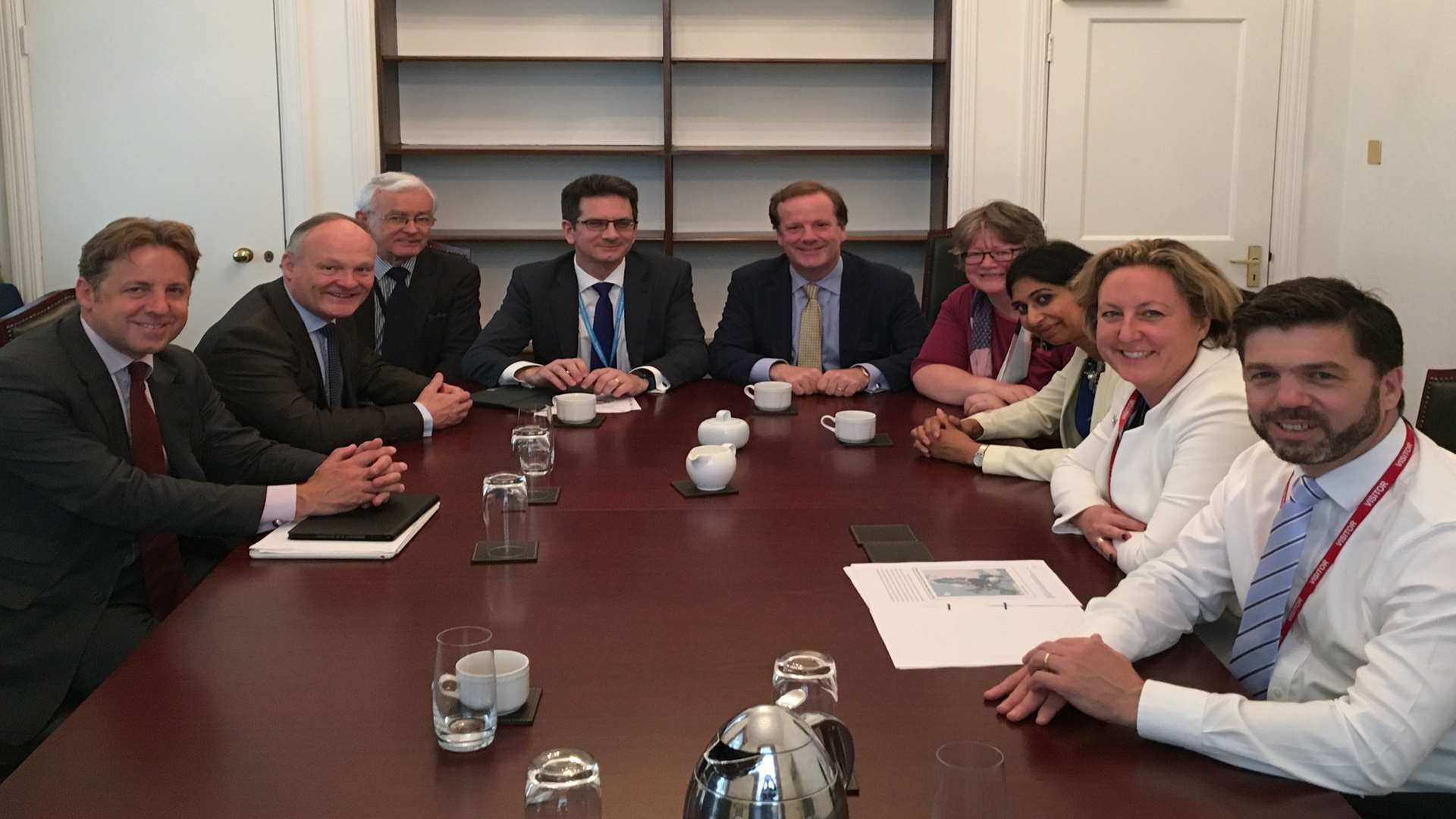 MP Charlie Elphicke next to Brexit minister Steve Baker and with Conservative colleagues