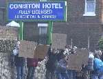 Protestors outside the hotel last weekend. Picture: MATTHEW WALKER