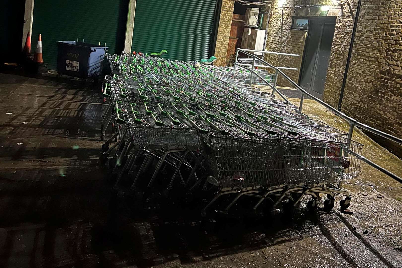 Trolleys being held at Swanley Town Council's compound
