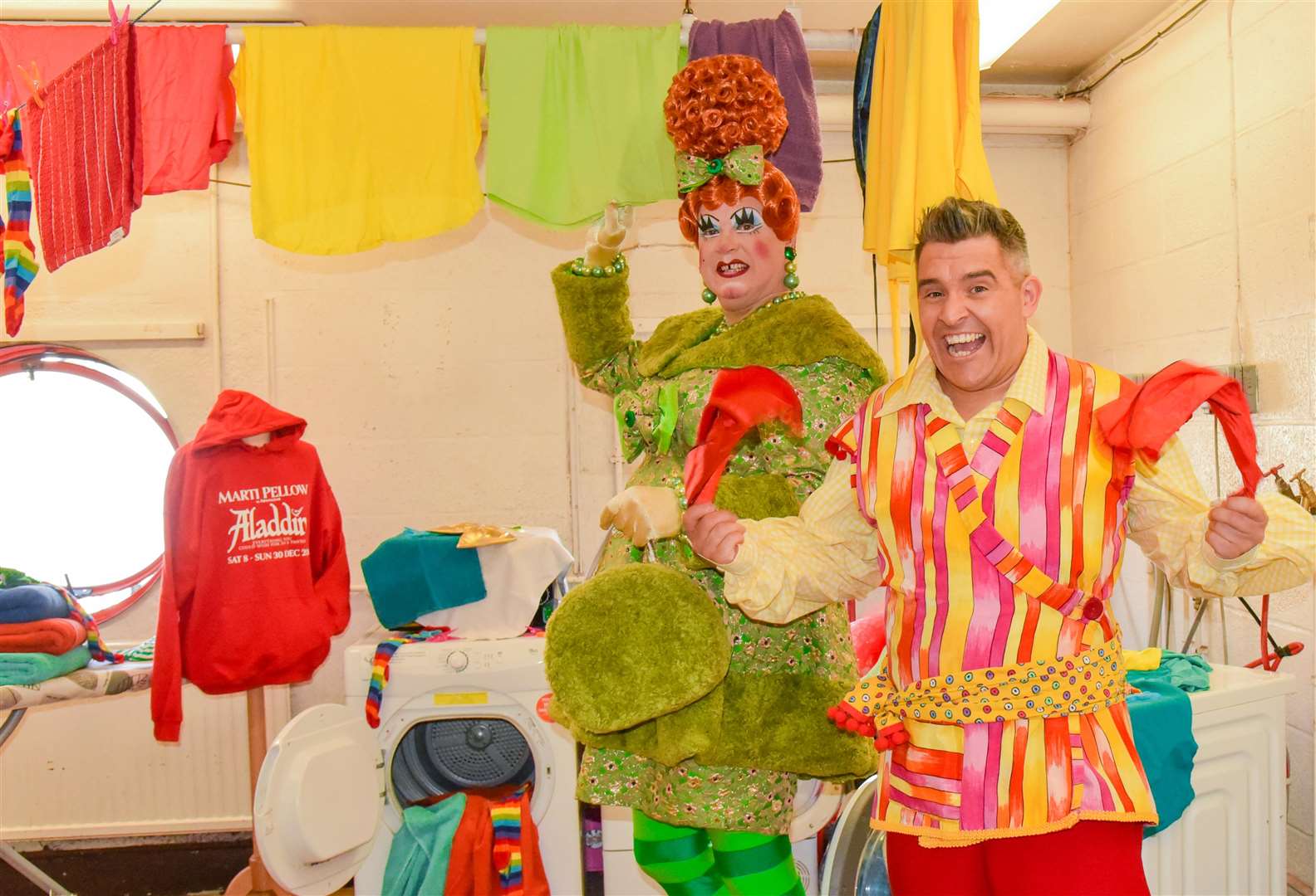 Ricky K and David Robbins in the laundry as part of Aladdin