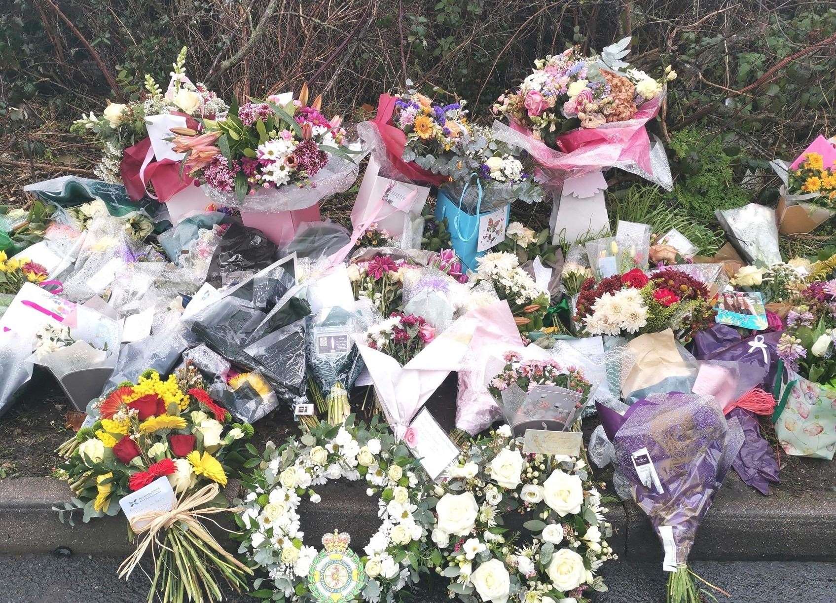 Flowers were left at the scene. Picture: South East Coast Ambulance Service