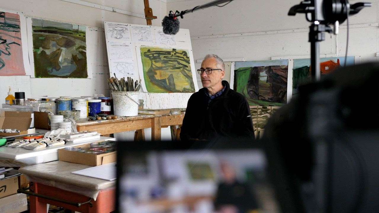 Simon Carter at his Studio where walks nearby have inspired his work