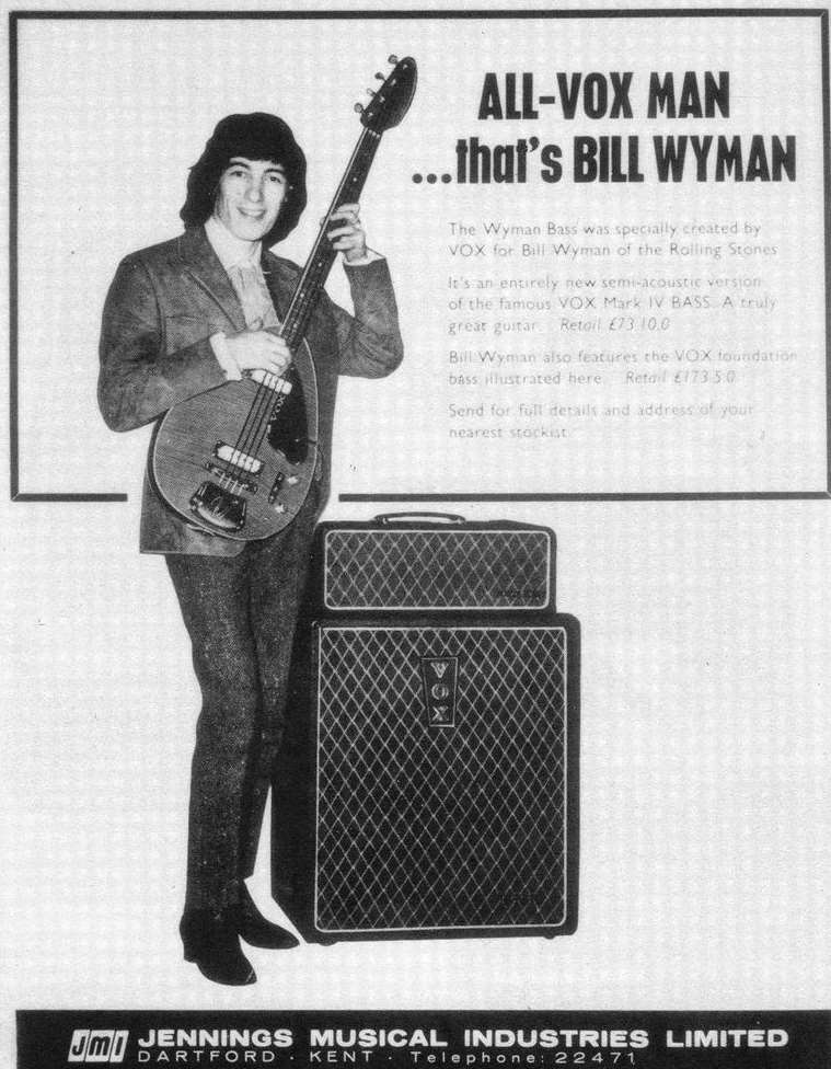 A poster used to advertise the Vox amplifiers made in Dartford
