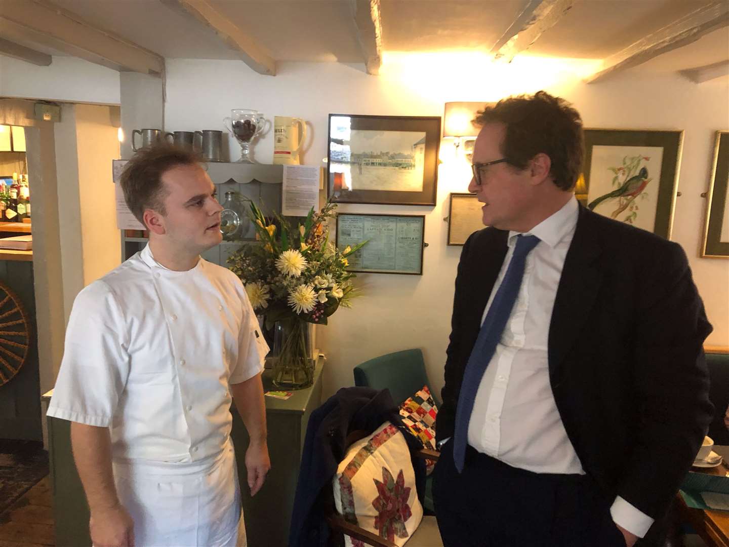 Tom Tugendhat with the Plough's chef Alex Yates