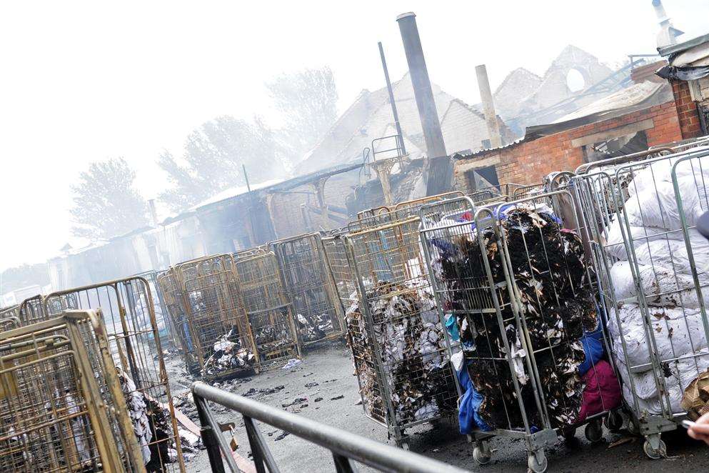 The devastation after the fire at Faversham Linen Services