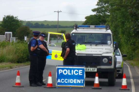 Police closed Leysdown Road at the Harty Ferry Road junction