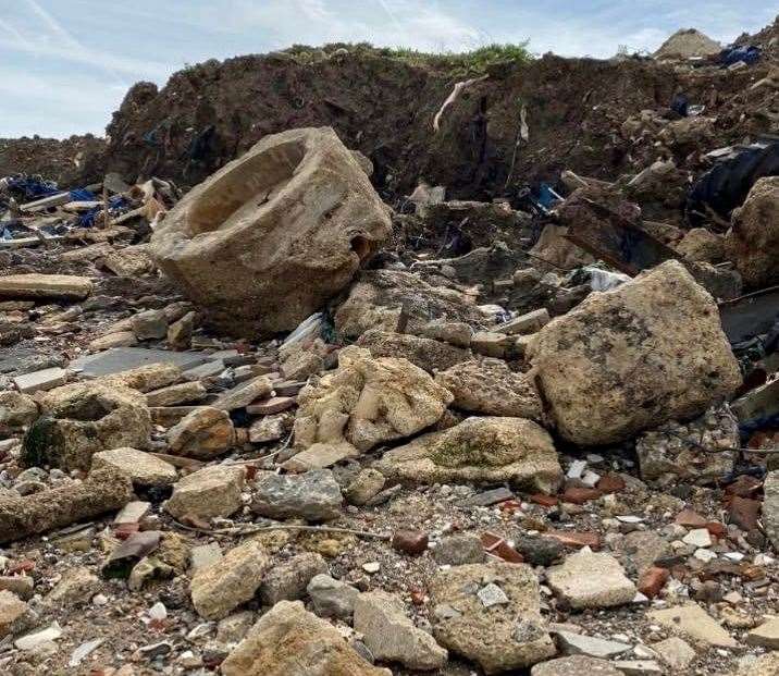 The rubbish and building materials that can be seen dumped along Sheppey's beaches by Eastchurch Gap. Picture: Lenny Johnson