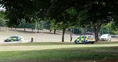 Police cars are parked on Dane Park in Margate. Pic: Daniel Andrew Gosden