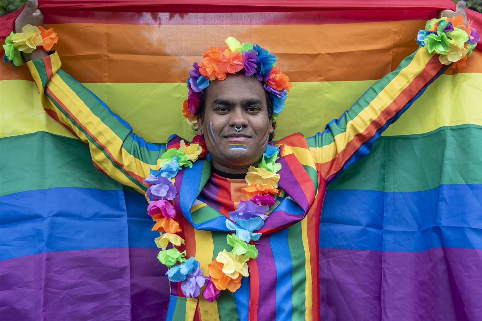 The city was awash with multi-coloured flags and costumes. Picture: Jo Court