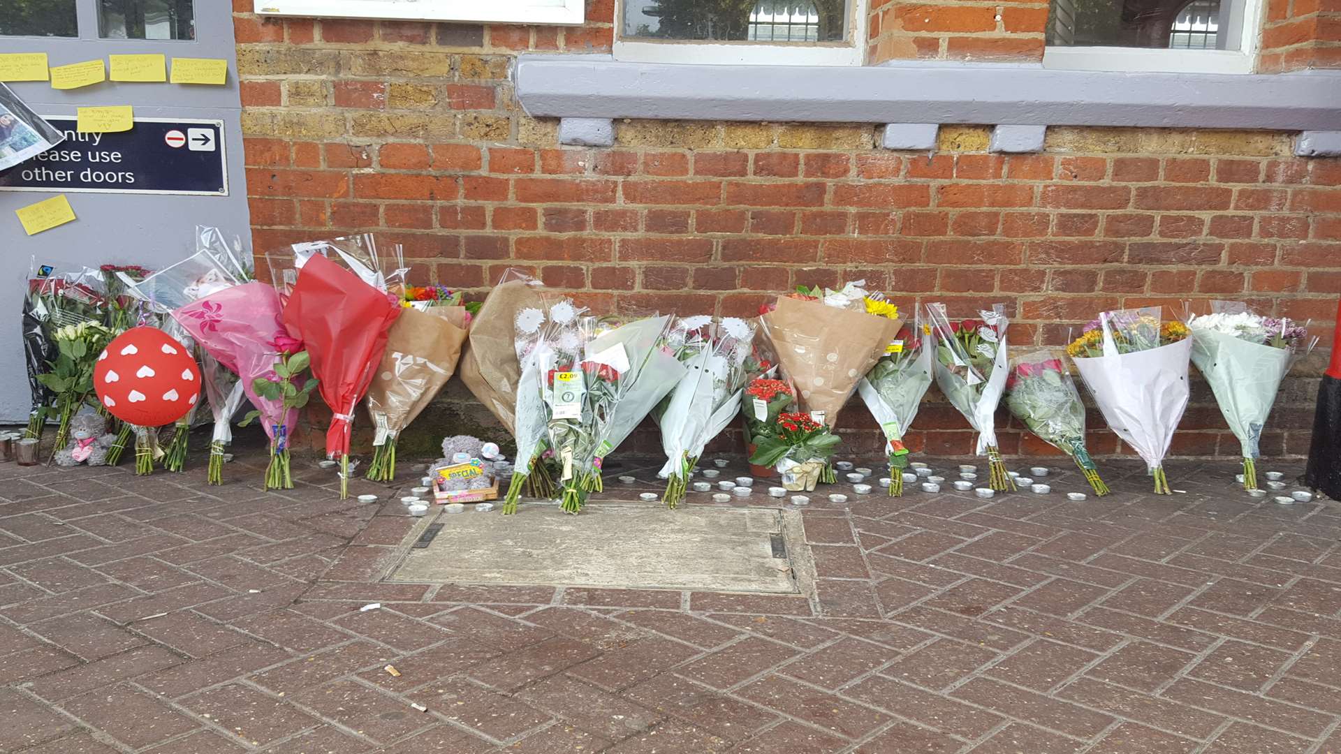 Flowers left at Herne Bay station for Taiyah-Grace Peebles