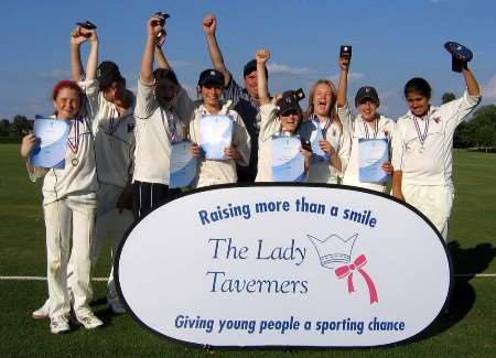 The Mote Ladies Under 13 side celebrating their triumph