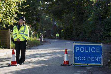 A police cordon in Swanley after a woman is found dying in the road