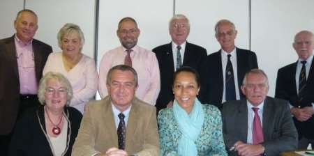Members of MASH with NHS West Kent chief executive Steve Phoneix (front row, second from left) and MTW chief executive Glenn Douglas ( back row, third from left)