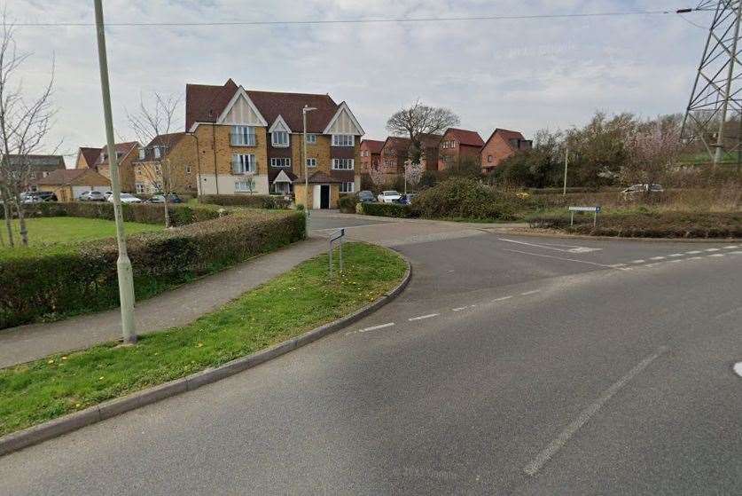 The incident took on Coulter Road, close to the junction with Hedgers Way in Ashford. Picture: Google Earth