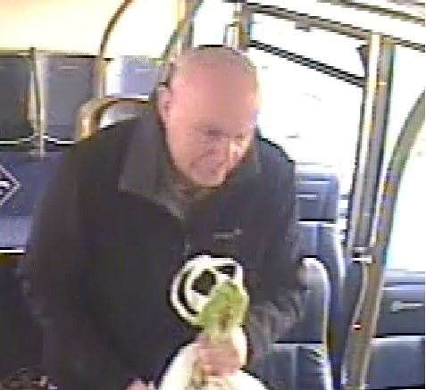 Police are searching for this man after a phone was taken from a bus in Folkestone. Photo: Kent Police