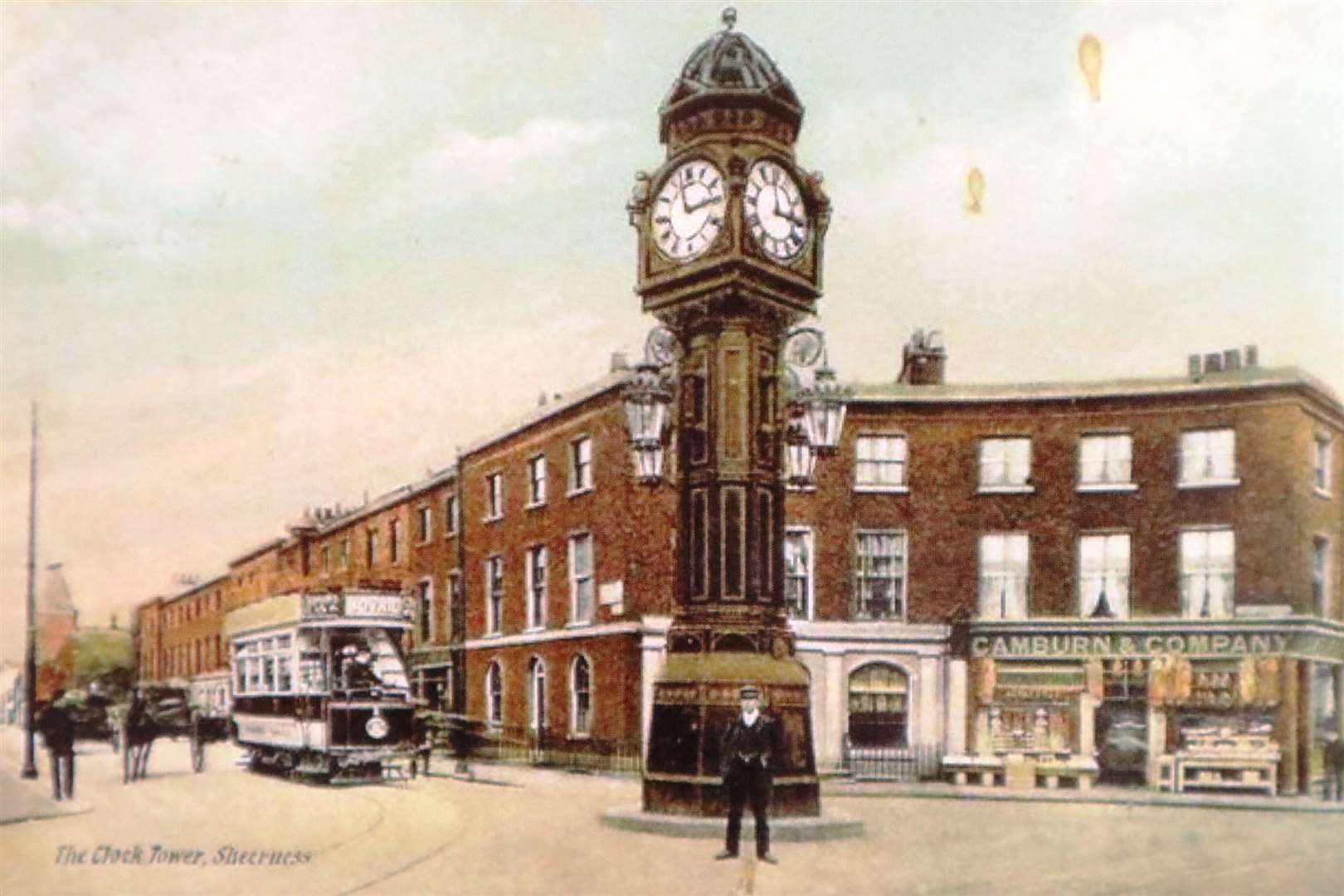 Sheerness clock tower and trams around 1903. Picture: A History of Sheppey in Pictures by Chris Reed
