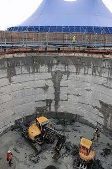 The 900,000-litre water storage tank in Kingsmead Road is right on schedule