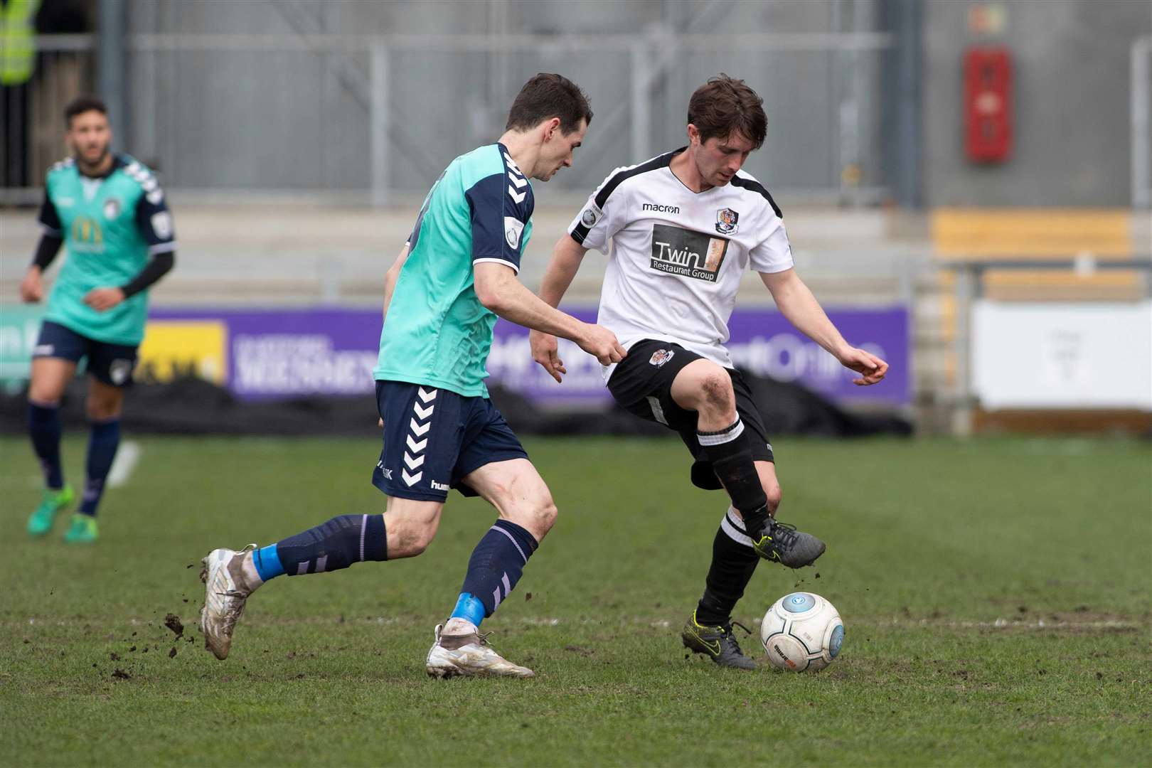 Dartford's Lee Noble on the ball against Weston. Picture: Andy Payton