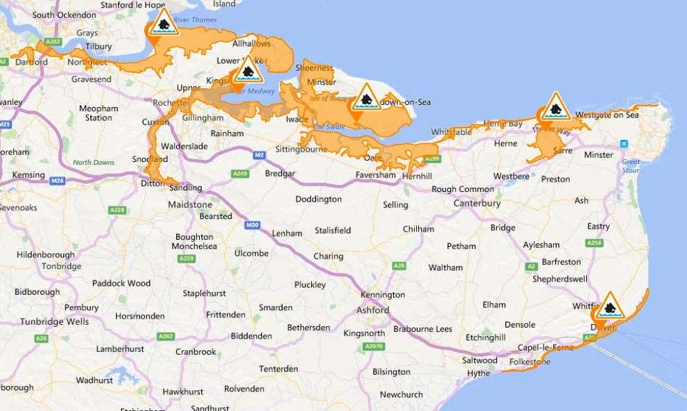 Large parts of the Kent coast are on flood alert (20259108)