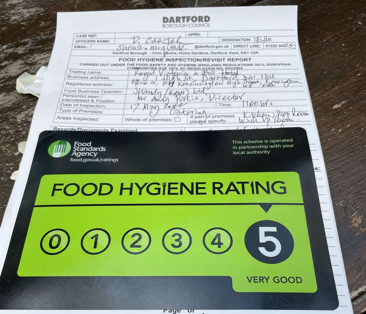 The latest inspection awarded the hotel a five-star food hygiene rating. Picture: Andy Purkis