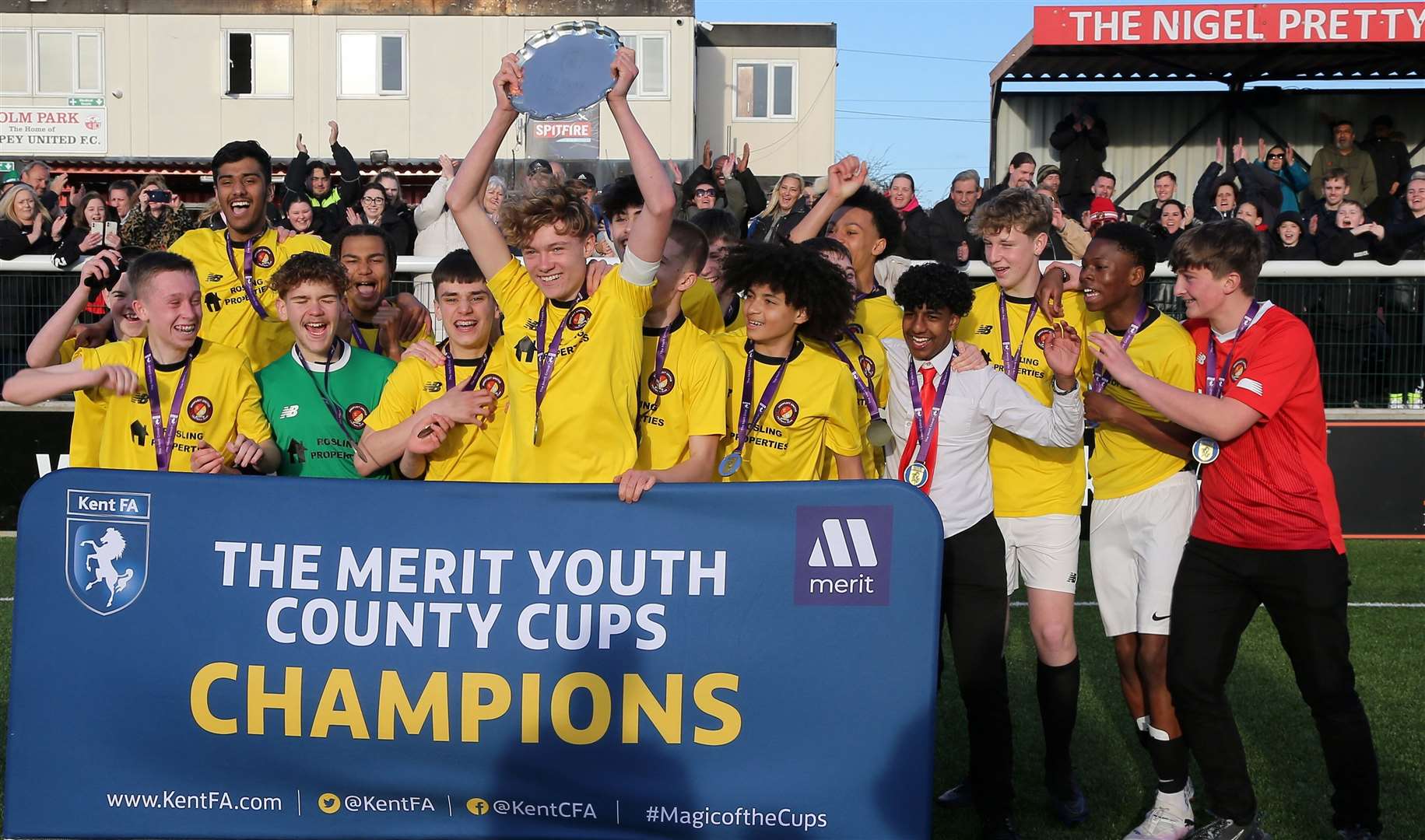 Ebbsfleet United celebrate winning the Kent Merit Under-15 Boys Plate Final. Picture: PSP Images