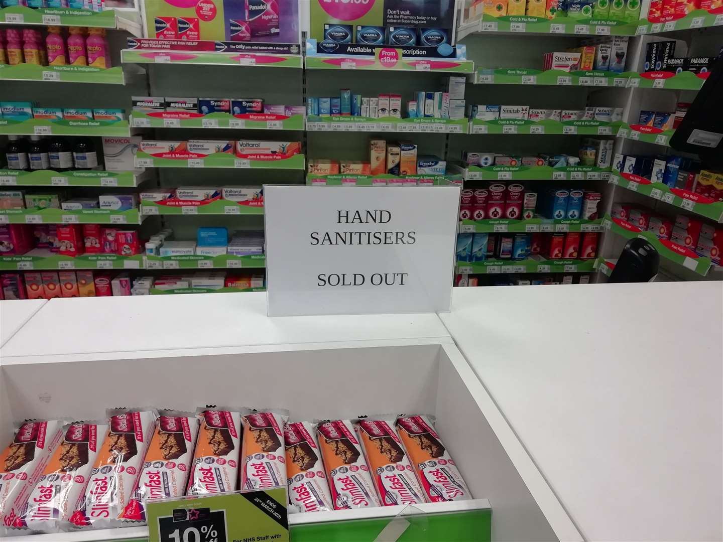 Hand sanitizer is sold out in many pharmacies