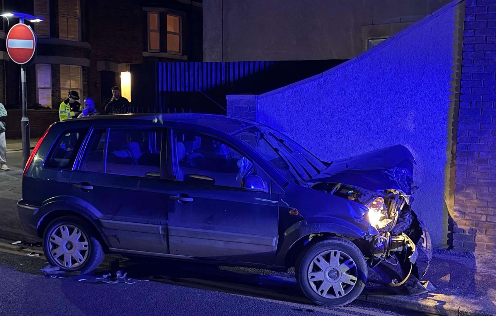 The Ford Fusion after the crash at Gilford Road, Deal