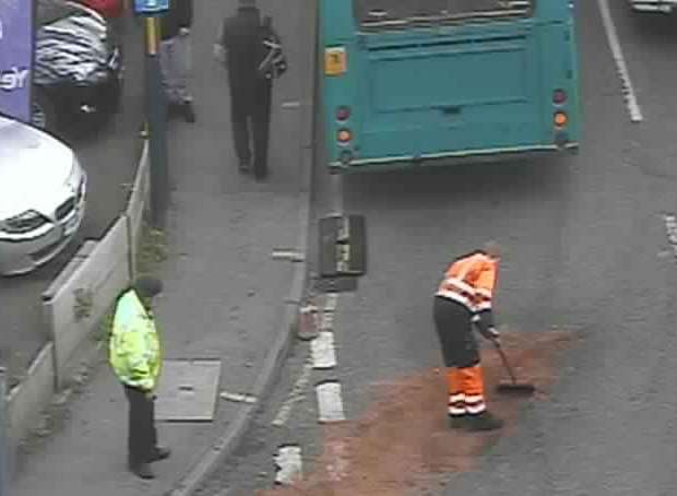 A bus broke down in the left hand lane on Upper Stone Street at the junction with the A249. Picture: Kent County Council