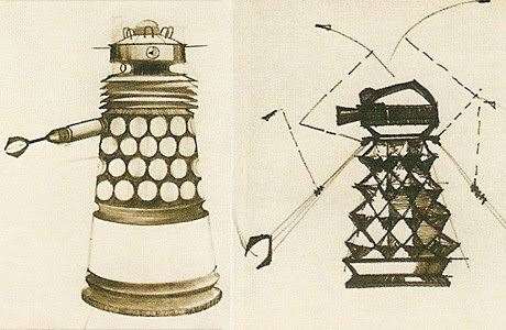 The first designs of Terry Nation's Daleks created by designer Ray Cusick. Picture: BBC