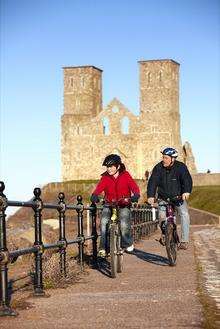 The Oyster Bay Trail heads past Reculver Towers