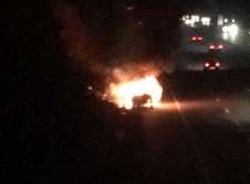 Car bursts into flames on the M20. Picture: Helen Conway