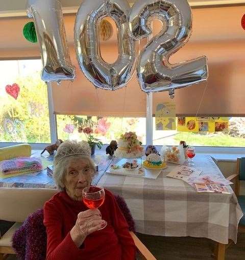 Ida celebrating her 102nd birthday