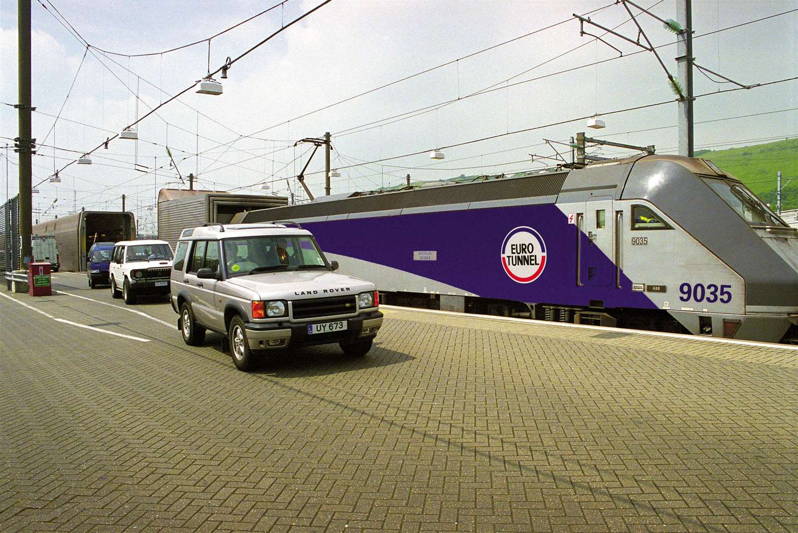 Boarding a Eurotunnel train. Stock picture
