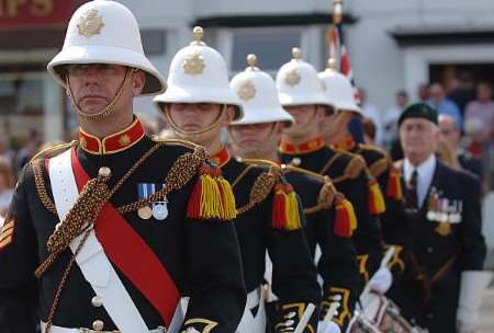 The Royal Marines Band march to the bandstand concert in 2006
