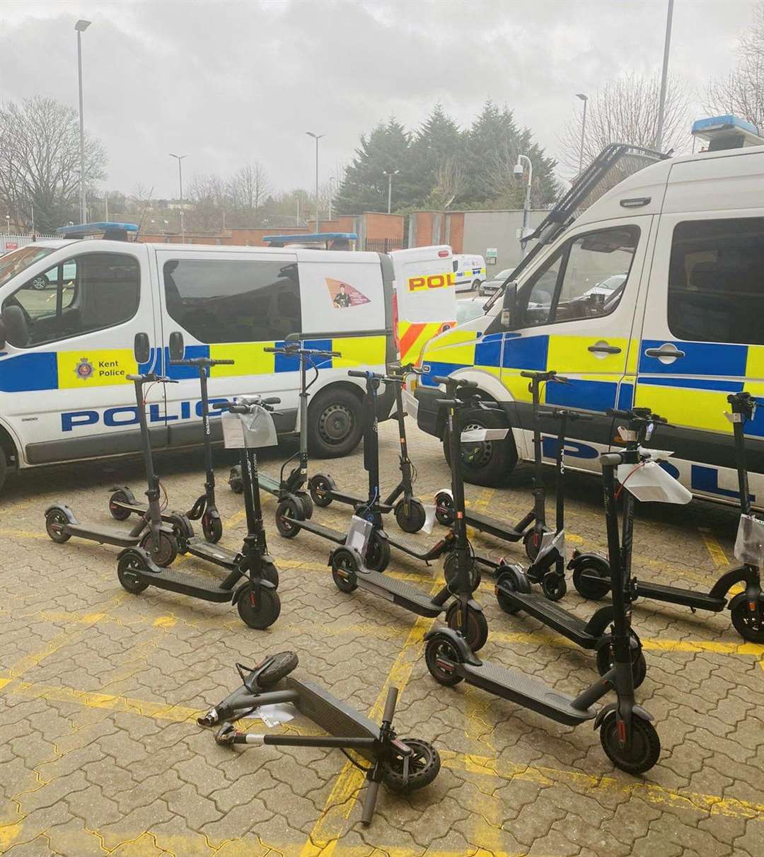 15 e-scooters have been seized after complaints of anti-social behaviour in Medway. Picture: Kent Police