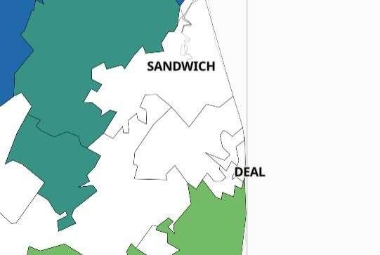 Fewer than three positive tests have been recorded in both Deal and Sandwich