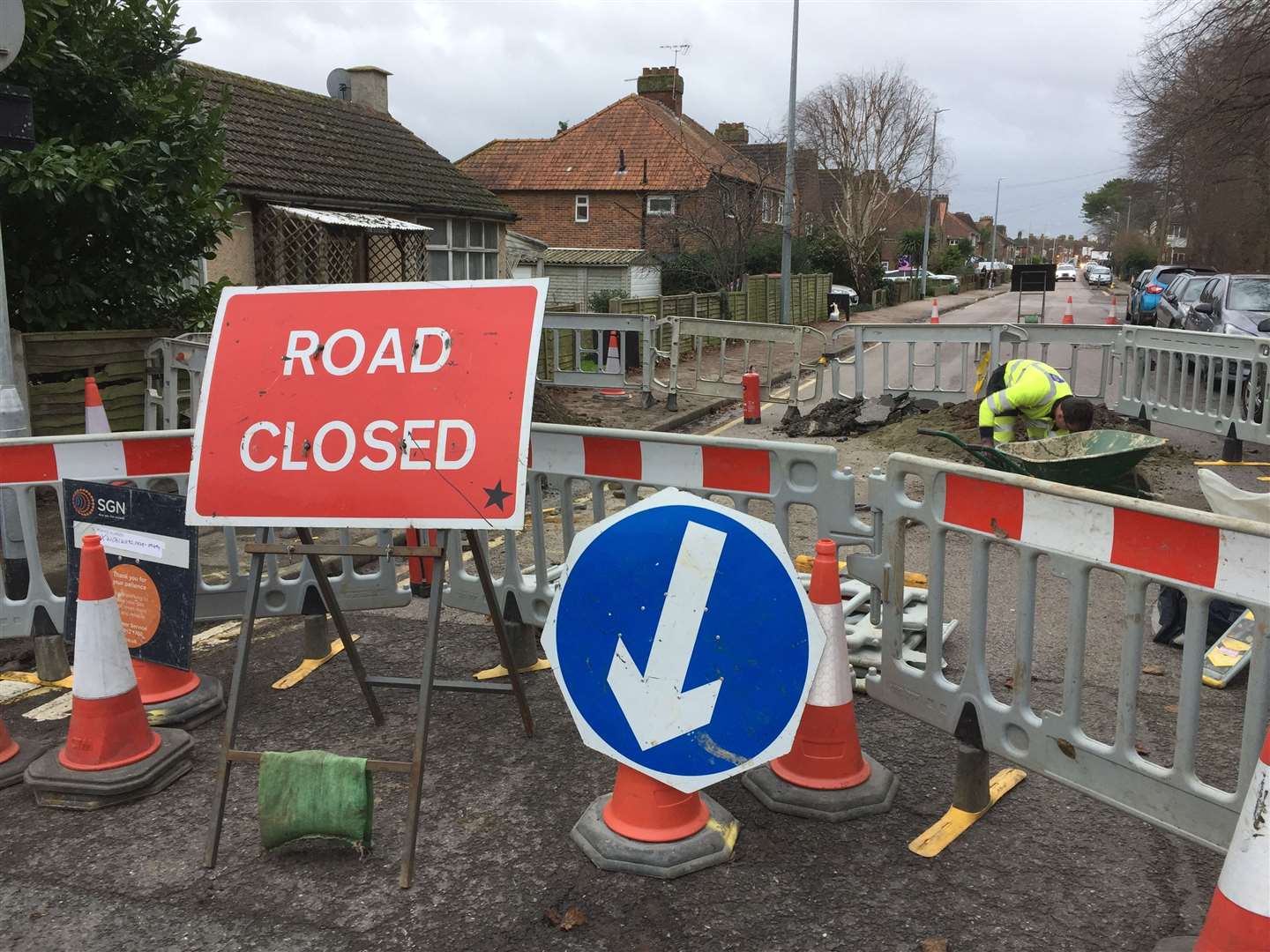 Forty Acres Road in Canterbury has been closed - with traffic being diverted - following a gas leak