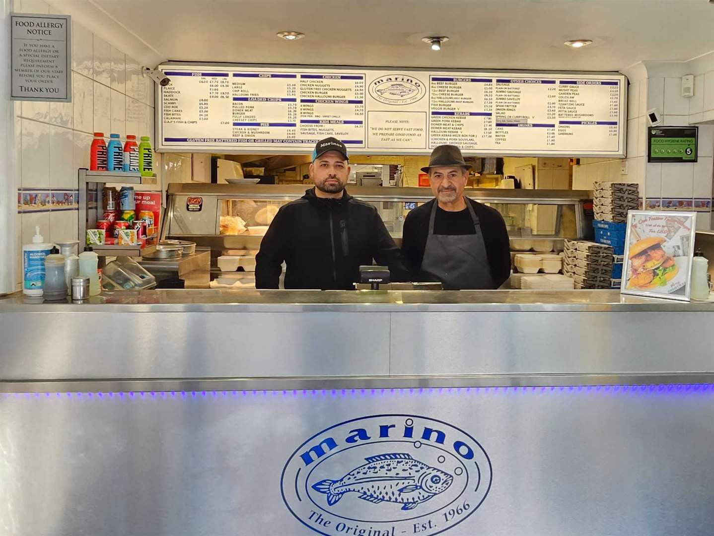 Andy and George Matheou at the Marino Fish Bar in Sittingbourne. Picture: Andy Matheou