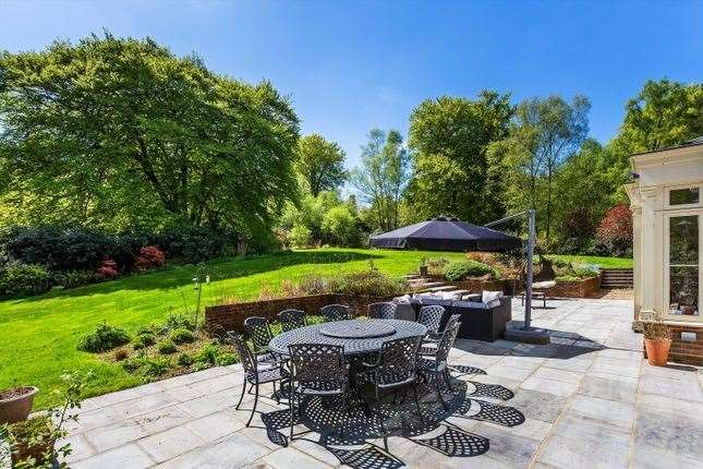 The south-facing terrace, which leads onto landscaped gardens and private woodland. Picture: Zoopla