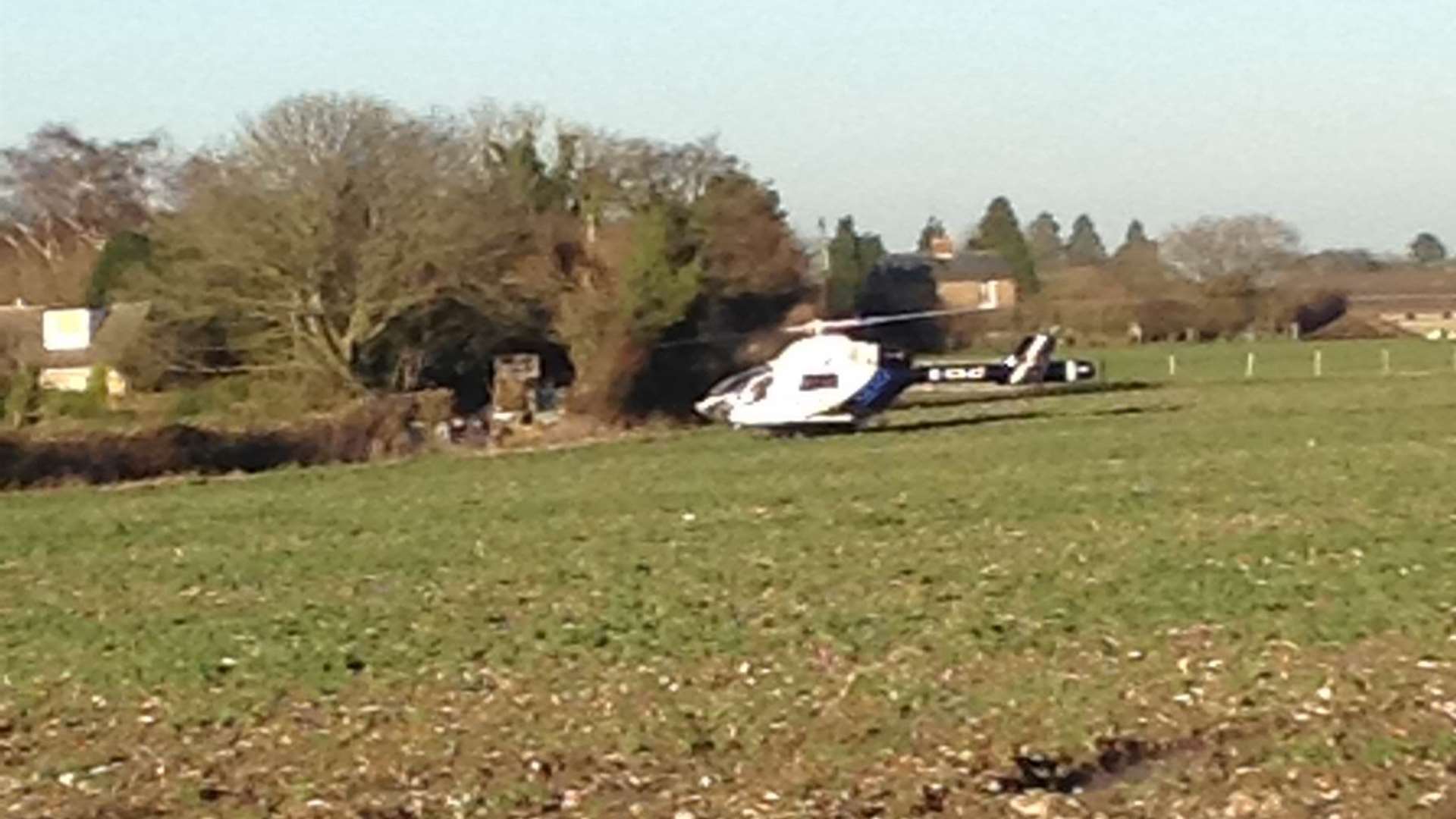 The air ambulance landed in Harvel