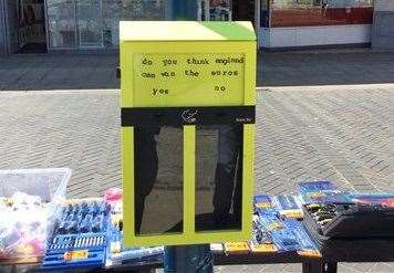 A cigarette ballot bin in Dover's Market Square. Picture: Dover District Council