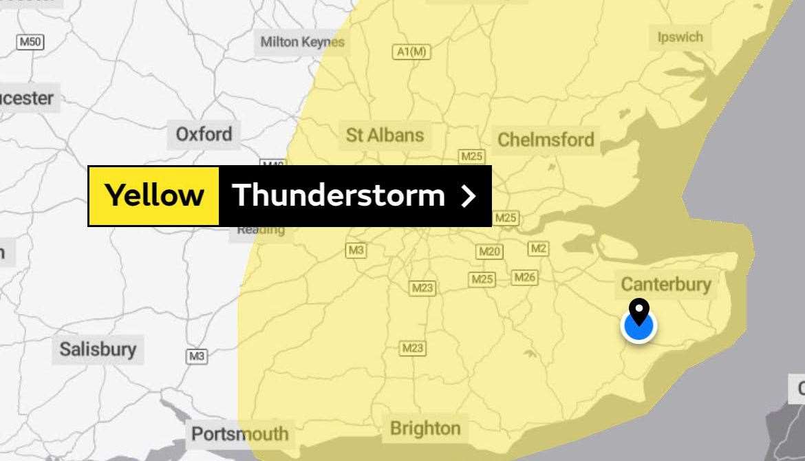 A yellow weather warning has been issued for the county to last most of the day. Picture: The Met Office